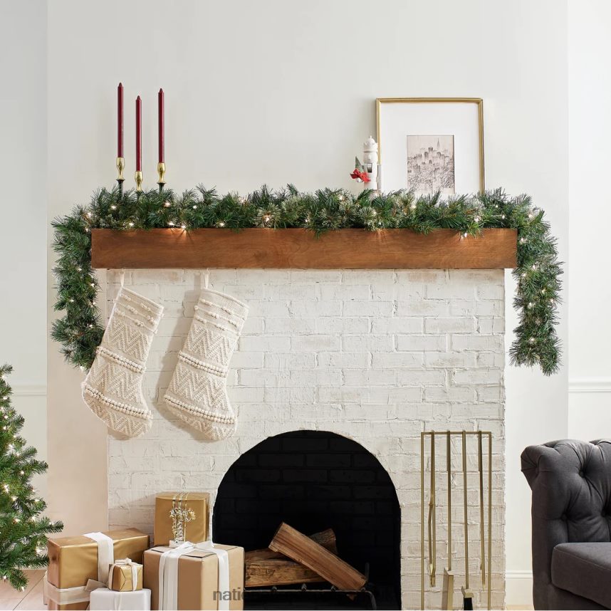 Greenery | National Tree Company 9 ft Wispy Willow Garland with Clear Lights F2L4F327